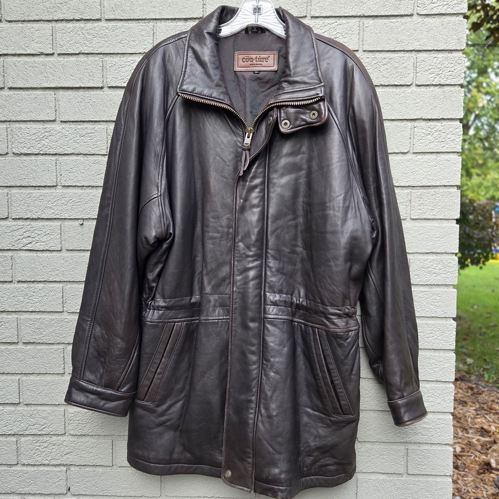 Vintage 90s Couture by J. Park Genuine Lamb Leather Jacket Men's M Brown Zip EUC